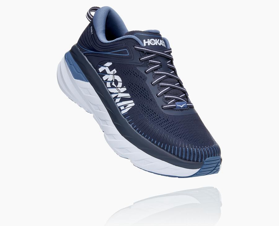 Hoka Mens Running Shoes NZ - Hoka Bondi 7 Navy (CRZ907361)